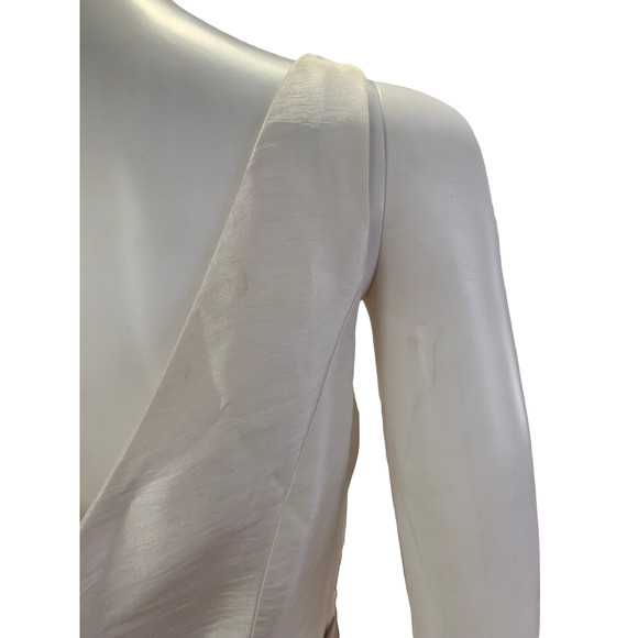 Bill Levkoff White Ruffle Tiered Sleeveless Maxi Wedding Dress * STAINED! * 8 - Picture 10 of 16